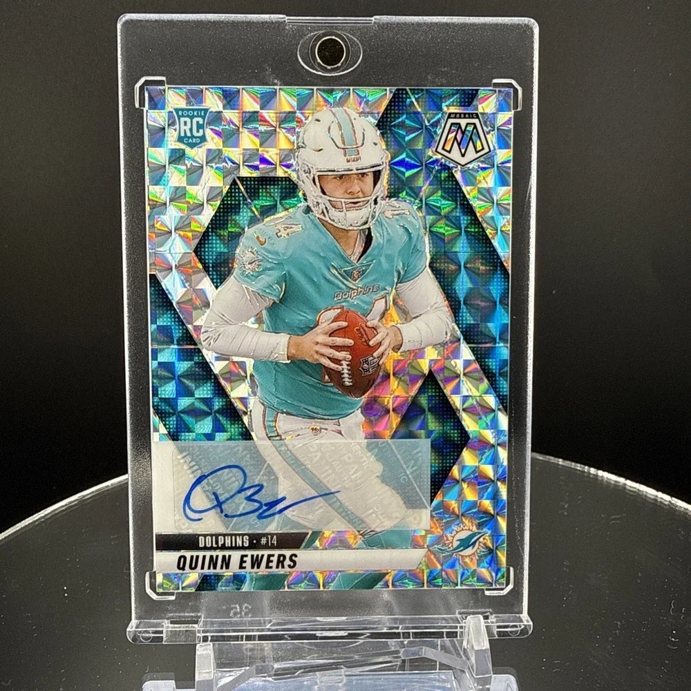 2025 Quinn Ewers Panini Mosaic Auto Silver Prizm #308 RC Rookie Card Dolphins